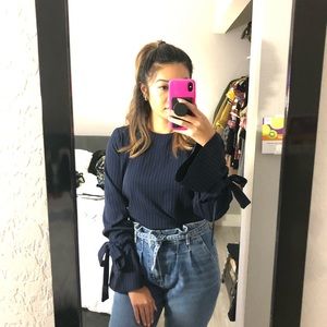 Striped blouse with bell sleeves